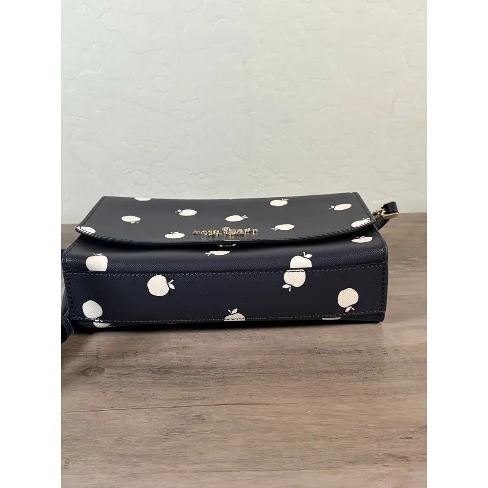 NEW Kate Spade‎ Apple Carson Orchard Convertible Crossbody Bag Navy Leather